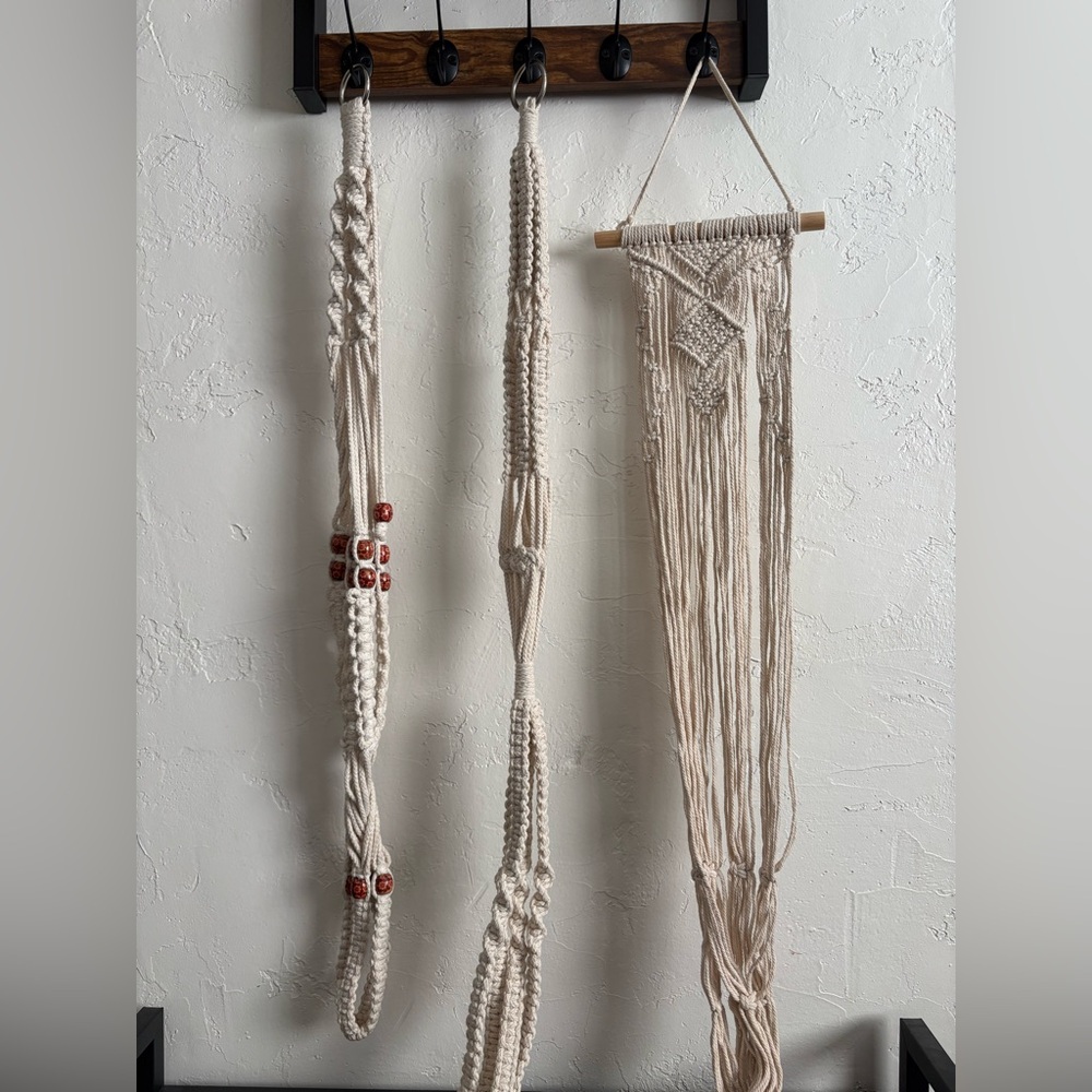 Boho Macramé Wall Hanging & Plant Hanger Set | Neutral Decor